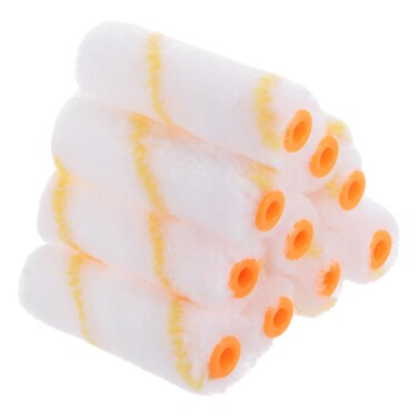 uxcell 10pcs 4 Inch Paint Roller Cover for Painting Wall Treatment Small Fabric Nap Roller Replacement for Door Trim Furniture Cabinets, White and Yellow