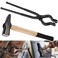 Blacksmith Tongs and Hammer Tool Set 17&acirc;&euro; V-Bit Bolt Tongs and 1KG (2.2LB) Blacksmith Hammer Essential for Blacksmith Bladesmith Knifemaking Tools Set