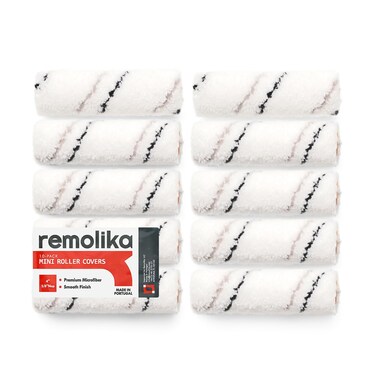 Remolika 10-Pack 4&acirc;&euro; Mini Paint Roller Covers for Smooth and Lint-Free Finish - Made in Portugal - Premium Microfiber Roller Naps for All Paints and Stains - Ideal for Professionals and Homeowners