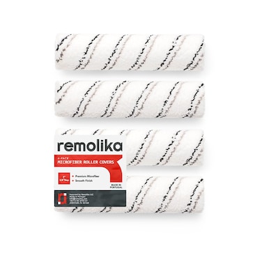 Remolika 4-Pack 9&acirc;&euro; Paint Roller Covers for Smooth and Lint-Free Finish - Made in Portugal - Premium Microfiber Roller Covers for All Paints and Stains - Ideal for Professionals and Homeowners
