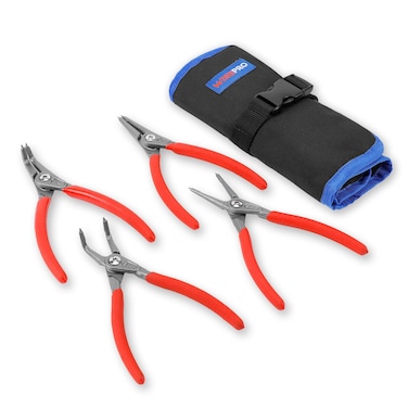 WISEPRO 4 Pcs Snap Ring Pliers Set, 7 Inches Internal/External Circlip Pliers Kit with Pouch, Heavy Duty Precision Straight/Bent Jaw Snap-ring Pliers for Ring Remover Retaining