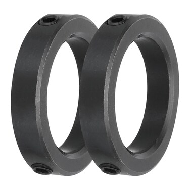 MECCANIXITY Shaft Collar 1.8 Inch Bore Carbon Steel Set Screw Style Clamping Collars Black 2 Pcs