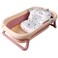 Collapsible Baby Bathtub with Bath Pad Large Baby Bathtub Portable Bathtub with Drain Hole Folding Bathtub with Water Temperature Sensing