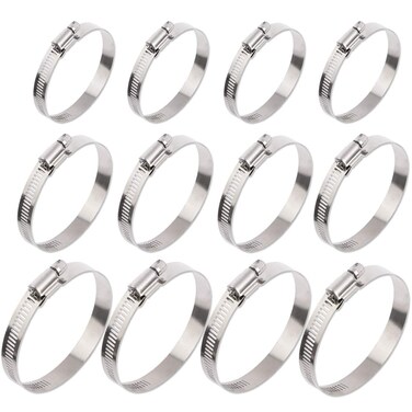 ISPINNER 12pcs 304 Stainless Steel Adjustable 27-102mm Range Worm Gear Hose Clamps Assortment Kit 2 Inch, 3 Inch, 4 Inch (Silver)