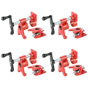 ATPEAM Wood Gluing Pipe Clamp Set   4 Pack 3/4&acirc;&euro;&trade;&acirc;&euro;&trade; Heavy Duty Cast Iron Quick Release Pipe Clamps for Woodworking with Unique Foot Design (4, 3/4'')