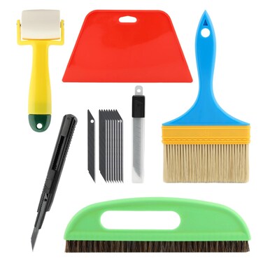 Wallpaper Smoothing Tools,Wallpaper Tool Kit with Wallpaper Squeegee,Seam Roller,Wallpaper Brush for Wallpaper Hanging,Wallpaper Paste,Smoothing Wallcovering(COLOR:multicolor)