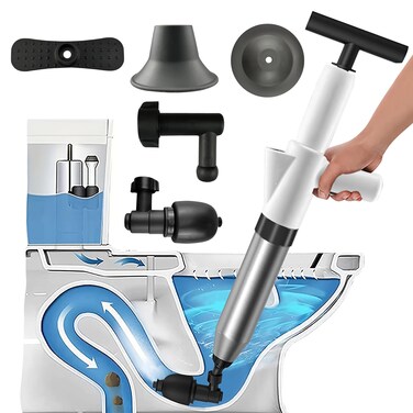 YYJIAWEI Toilet Plunger,Stainless High Pressure Air Drain Blaster Kit for Toilet,Heavy Duty Drain Powerful Plungers for Bathroom/Floor Drain/Sink/Kitchen-White