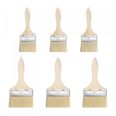 uxcell 3Inches &amp; 4Inches Chip Paint Brush Synthetic Bristle with 13mm Thick Wood Handle for Walls Treatment 6pcs