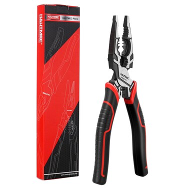 HAUTMEC Pro Wire Stripper Tool 8" Multifunctional Combination Linesman Pliers Cable Cutter Wire Strippers Electrical Terminal Crimping Tool Clamping Spanner High leverage Eccentric Design HT0321