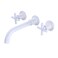 White Bathroom Faucet Wall Mounted Two Handle Wall Mount Bathroom Sink Faucet Lavatory Basin Mixing Faucets with Rough in Valve Included 360 Degree Swivel Spout