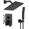 gotonovo Rainfall Bathroom Shower System Rain Shower Head and Handle Set Wall Mounted Shower Complete Combo Solid Brass Pressure Balancing Shower Mixer Valve 8 Inch Matte Black