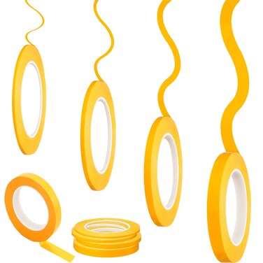 Epakh 4 Rolls Pinstripe Tape, Masking Tape in 1/16, 1/8, 1/4 and 1/2 Inch Wide, Painters Automotive Masking Tape for DIY Car Auto Paint Art (Yellow,52 yd)