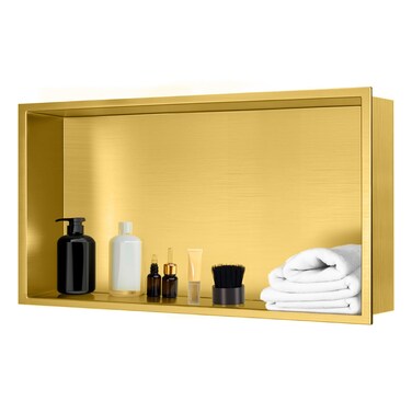 Elefloom Shower Niche, Stainless Steel Modern Bathroom Niche, No Tile Needed Recessed Shower Shelf Organizer for Storage, Dark Gold, 16"&Atilde;&mdash;28