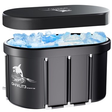 Ice Bath Tub for Athletes with Cover XL 129 Gal Capacity Portable Cold Plunge Tub for Cold Water Dip and Recovery, Ice Baths at Home Outdoor Gyms - Cold Water Training