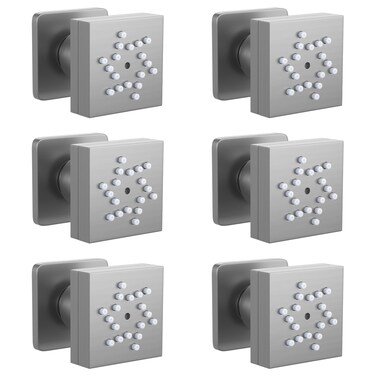 HONGTONGSOWER Adjustable High Pressure 6PCS Dual Modes Shower Body Jets Brushed Nickel Massage Spa Rain Shower Body Spray Shower Side Wall Sprayer Head Jets