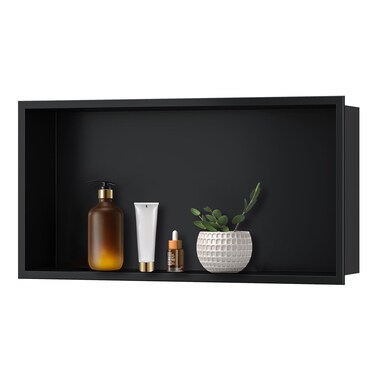 Greenspring Shower Niche 28" X 16" Matte Black Stainless Steel Recessed Shower Shelf Insert Wall Niche No Tile Needed Shower Niche for Bathroom Storage