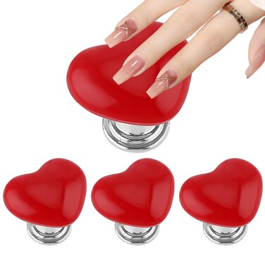 Bewudy 4 Pcs Toilet Button Pusher, Love Heart Shaped Toilet Tank Button Toilet Flush Button Pusher, Toilet Press Tool for Toilet Lid and Tank Toilet Flusher Top Push Button for Women Long Nail (Red)