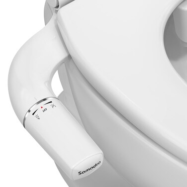 SAMODRA Ultra-Slim Bidet Attachment for Toilet - Dual Nozzle (Frontal &amp; Rear Wash) Hygienic Bidets for Existing Toilets - Adjustable Water Pressure Fresh Water Toilet Bidet - Easy to Install