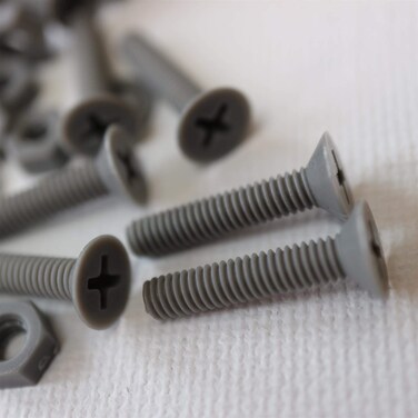 20 x Grey Countersunk Screws Polypropylene (PP) Plastic Nuts and Bolts, Washers, M4 x 20mm, Anti-Corrosion, Chemical Resistant, Gray, (5/32 x 25/32 in)