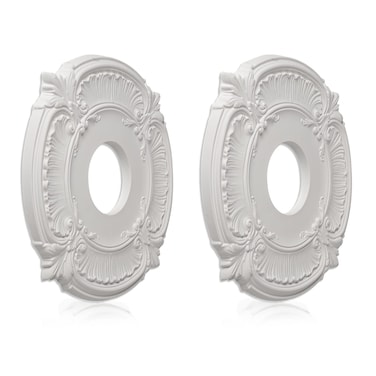 ELFCAB 2 Pcs Molded PU Ceiling Medallion for Light Fixtures and Ceiling Fans, 13"OD x 3-1/2"ID x 3/4" P (White)