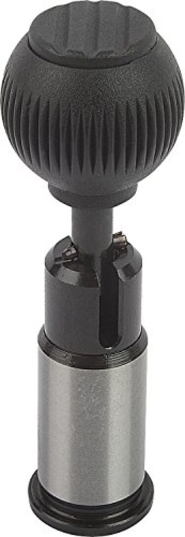 Kipp 03186-116 Steel Precision Locking Bolt with Cylindrical Support, Style B, Metric, Hardened/Ground and Grip Ball Anthracite Gray Finish, 28 mm Diameter