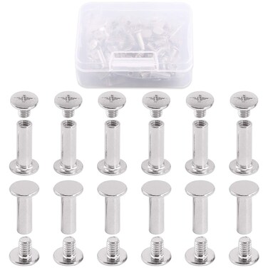Hilitchi 50 Sets M5 x 15mm Phillips Chicago Screw Posts Binding Screws Assortment Kit for Scrapbook Photo Albums Binding, Leather Repair