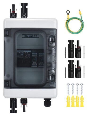 DIHOOL Solar Panel Disconnect Switch Box 40 Amp DC Circuit Breaker Box, 1000V PV Combiner Box for RV