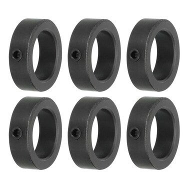 MECCANIXITY Shaft Collar 0.9 Inch Bore Carbon Steel Set Screw Style Clamping Collars Black 6 Pcs