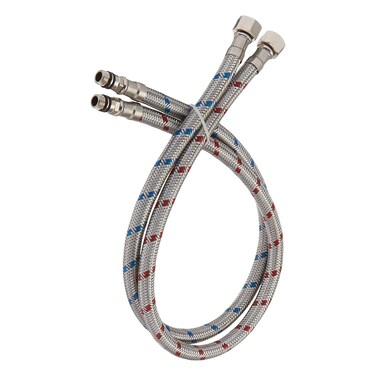 RUITHOE Flexible Connector Braided Stainless Steel Bathroom Faucet Supply Lines Bathroom Kitchen Faucet Hose 16" Length 3/8-Inch Female Compression Thread x M10 Male Connector x 2 Pcs (1 Pair)
