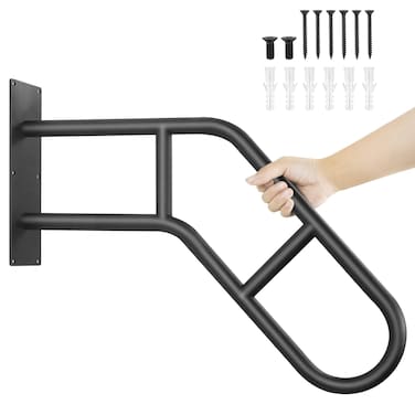 Upgraded Handrails for Outdoor Steps Stair Railing Indoor, U-Shaped Wall Mount Stair Handrails for 1-3 Steps, 26in Safety Grab Bars for Elderly, Kids, Disabled, Pregnant Women Black