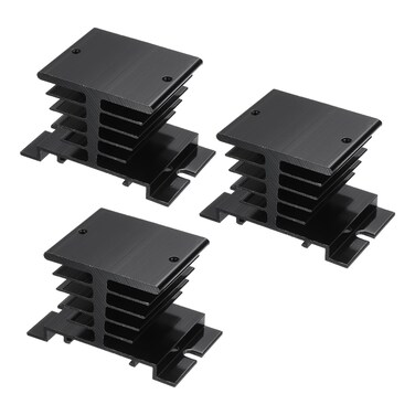 uxcell Aluminum Heat Sink 10A-40A Black SSR Dissipation Relay Heat Sink for Single Phase Solid State Relay, 3 Pcs