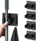 HOMEASY Mop Broom Holder No Drill, Mop Broom Organizer Wall Mounted Heavy Duty with Hooks Hanger, Self Adhesive Stainless Steel 4Pcs for Bathroom, Kitchen, Office (Black)
