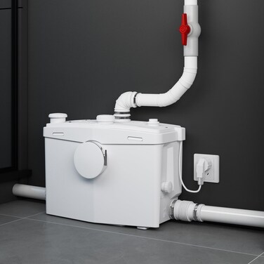 800 Watt Macerator Pump for Upflush Macerating Toilet, Sewerage Sump Pump with 4 Water Inlets for Basement Toilet, Kitchen, Sink, Shower, Bathtub Waste Water Disposal Pump