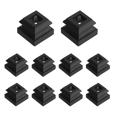 Antrader Baluster Shoes 1/2 inch Square Flat,Staircase Balusters Stair Spindle Shoes for Indoor Staircase Balusters Satin Black Slant Shoes for 1/2" Square Staircase Baluster,Aluminium Alloy,10Pcs
