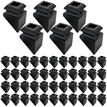DEVALLEY 45 Degree Iron Balusters Slant Shoes, Aluminum Alloy Staircases Shoes for 1/2 Inch Square Interior Balusters,Satin Black Wrought Iron Spindle Shoes - Set of 50&acirc;&euro;&brvbar;&acirc;&euro;&brvbar;