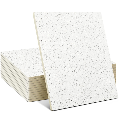 12 Pcs 2ft x 2ft x 5/8&#39;&#39; Ceiling Tiles Ceiling White Drop Ceiling Tile Panels Ceiling Panel 24 x 24 Inch Acoustic Ceilings for Suspended Ceiling Grid Fire Rated Noise Reduction Reusable for Ceiling