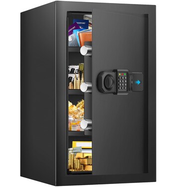 4.0 Cuft Large Fireproof Safe for Home Use, Digital Home Safe with Programmable Keypad, Spare Keys and Alarm System, Security Safe Box Fireproof Waterproof, Anti-Theft Fire Safe Box for Home Office