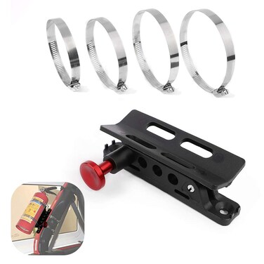 GUAIMI Fire Extinguisher Mount Holder Bracket Adjustable Roll Bar Bottle Quick Release for Wrangler TJ JK JKU JL UTVs Polaris RZR Ranger Home Boat -Red