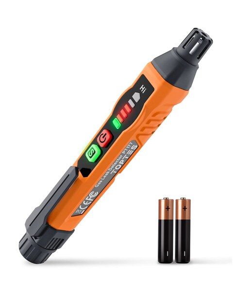 Natural Gas Detector, TopTes PT177 Gas Leak Detector with Audible &amp; Visual Alarm, Portable Gas Sniffer to Locate Combustible Leak Sources Like Methane, Propane for Home (Includes Battery x2)-Orange