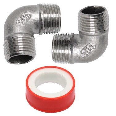 GDFYMI Pipe Fittings, 1/2" NPT 90 Degree Elbow, 304 Stainless Steel Barstock Street Elbow, Cast Pipe Fitting, Right Angle Ell 1/2" Male x 1/2" Male (2Pcs)