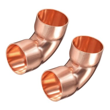 TA-VIGOR 2pcs 90 Degree Copper Elbow, 1-1/8-inch(28.6mm) ID Short-Turn Copper Fitting Connector with Two Cups for Sweat Connection