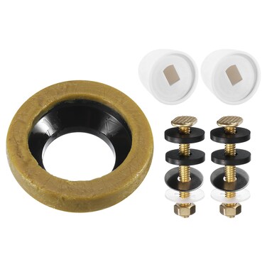 uxcell Toilet Bowl Wax Seal Kit, 2 Pack Toilet Bowl Wax Ring with Bolts, Bolt Caps and Extra Retainers Fits 3-inch Waste Line