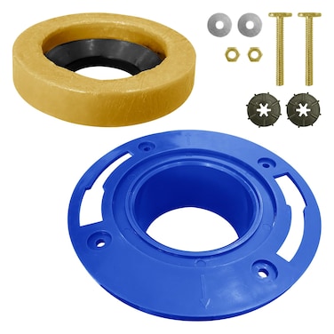 Toilet Flange with Wax Ring for Toilets Replacement Kit, Toilet Flange Wax Seal Ring Repair Kits with Mounting Hardware for 3 inch or 4 inch Pipes, Fit Toilets Install or Leaking