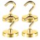 Neosmuk Magnetic Hooks Heavy Duty, Strong Magnet with Hook for Fridge, Super Neodymium Extra Strength Industrial Hooks for Hanging, Magnetic Hanger for Toolbox, Cruise, Grill(Golden,4 Pack)