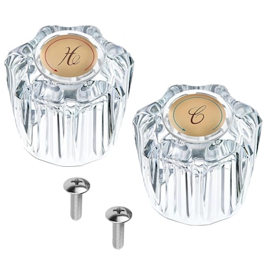2PCS Bathroom Sink Faucet Knobs Replacement Bathtub Hot and Cold Faucet Handles Replacement with Screws Inner Hole Diameter of 8mm Compatible with Delta/LDR/Delex/Peerless MP54260 Faucets (Gold)