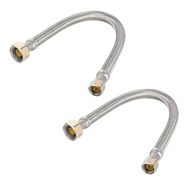2-Pack EFIELD 16-inch Faucet Supply Lines, 1/2" FIP x 3/8" COMP Faucet Hose, Stainless Steel Braided Supply Line