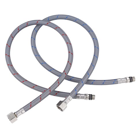 WOWOW 16&quot; Length Faucet Supply Line, Bathroom Kitchen Faucet Lines Braided Nylon Sink Hose,cUPC Faucet Supply Lines 3/8&quot; Female Compression Thread &Atilde;&mdash; M10 Male Connector 2Pcs (1 Pair)