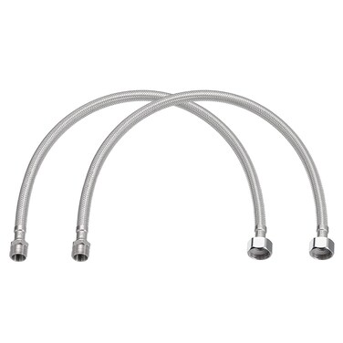 uxcell 24 Inch Long Faucet Supply Line Connector, 2pcs G3/8 Male Compression Thread x G1/2 Female Straight Thread 304 Stainless Steel Water Supply Hose