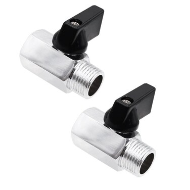 Tnuocke 2pcs Mini Ball Valve 3/8" NPT Female x Male Thread,Heavy Duty Ball Valve Shut Off Switch with Polished Chrome Finish H-055-3/8NPT-3/8NPT
