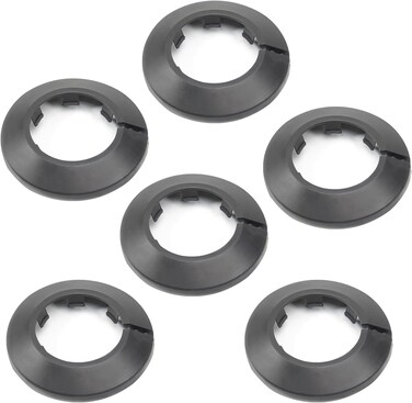 Juvielich 6Pcs Fit for 3.01" Pipe PP Plastic Flange Pipe Cover Decoration Black Escutcheon Collar Radiator Cover for Wall Pipe Tube Pipe Hole Cover Plate for Bathroom